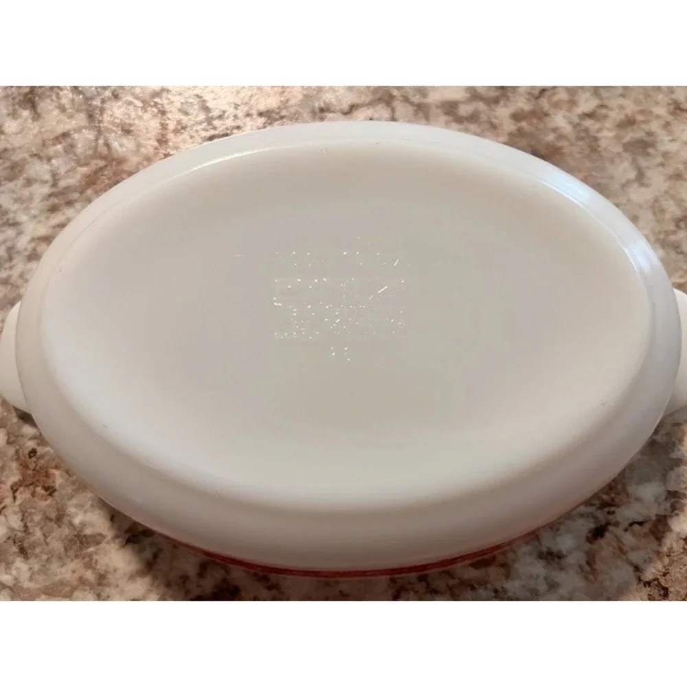 Vintage‎ Red Revel Floral Leaf Au Gratin Dish Pyrex